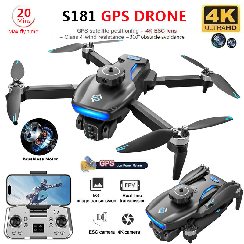 Drone Camera Wide Angle - S181 GPS Drone 4K profesjonalna podwójna